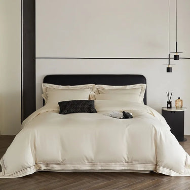 White Gold Embroidery Hotel Quality 100%Cotton 500TC Bedding Set
